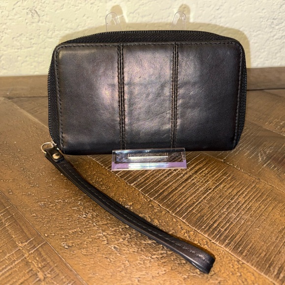 Coach Black Leather Wristlet with Logo - Picture 3 of 4